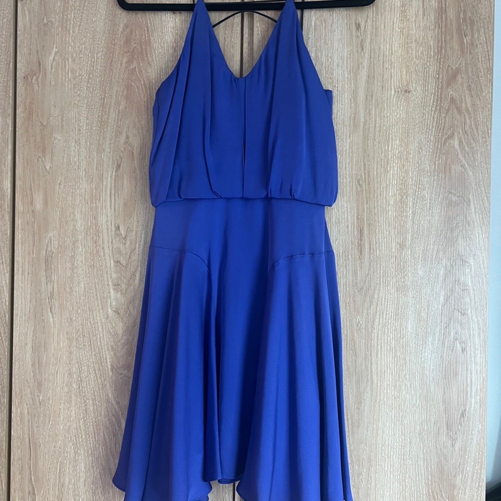 Molly Royal Blue V-Neck Silk Dress